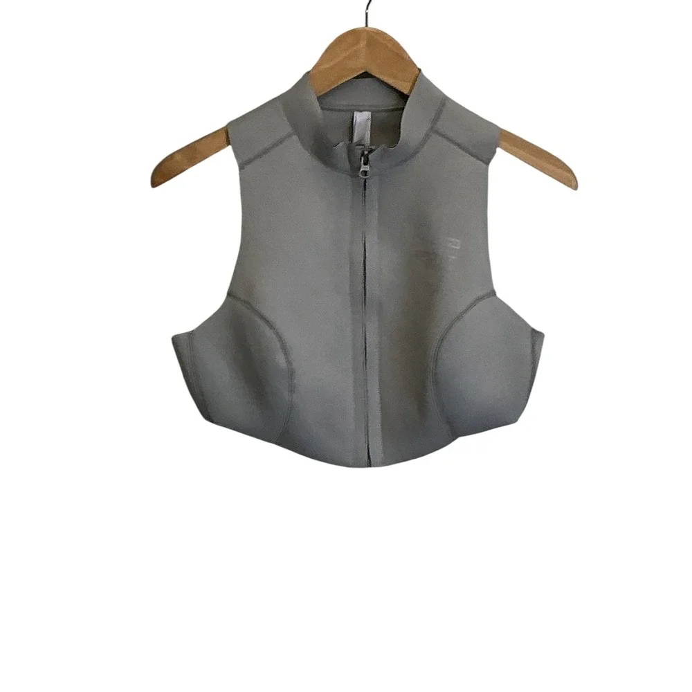 Skims Sport Swim Zip Front Vest Chrome Gray Sleeveless Mock Neck SW-MCK-0068 2X